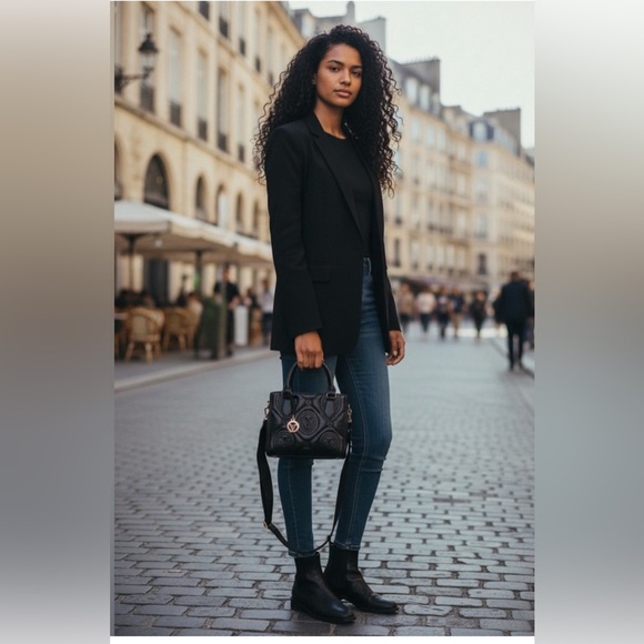 Valentino Orlandi Quilted Black Vegan Leather Satchel / Crossbody – NWT - Picture 7 of 7